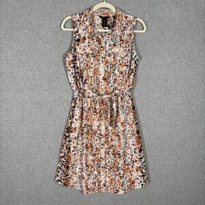 Shirt Dress Medium Button Belt Tie Abstract‎ Southern Career Church Animal Artsy
